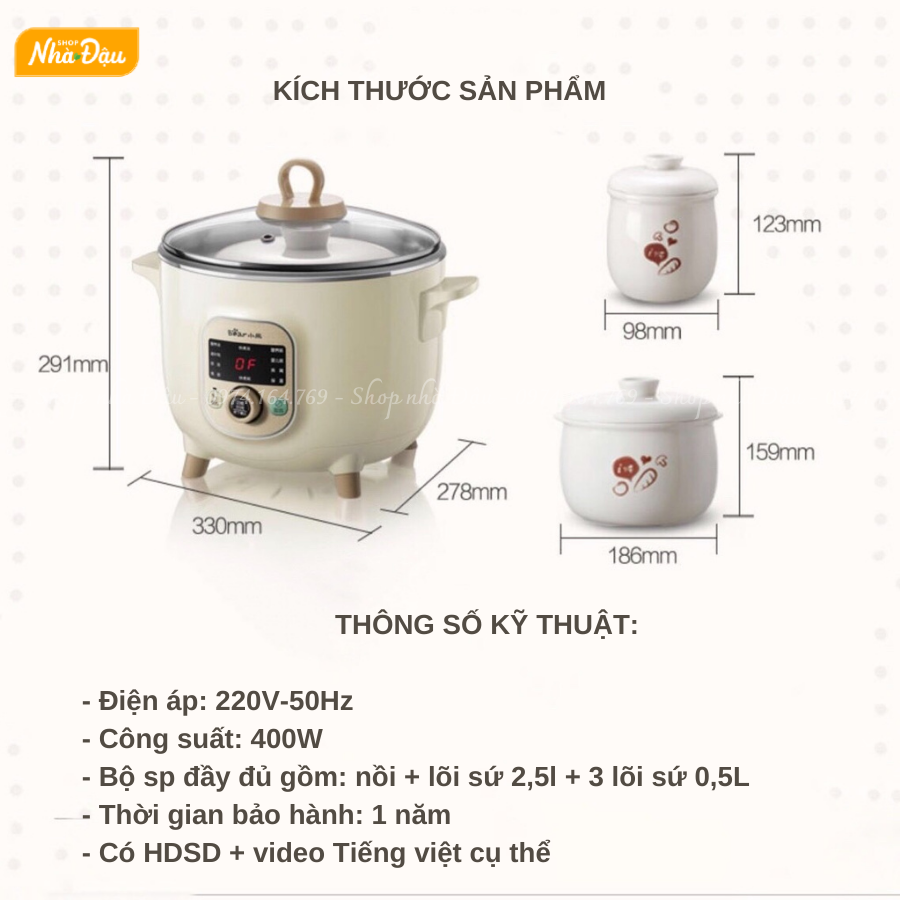 nồi hầm cháo chậm bear