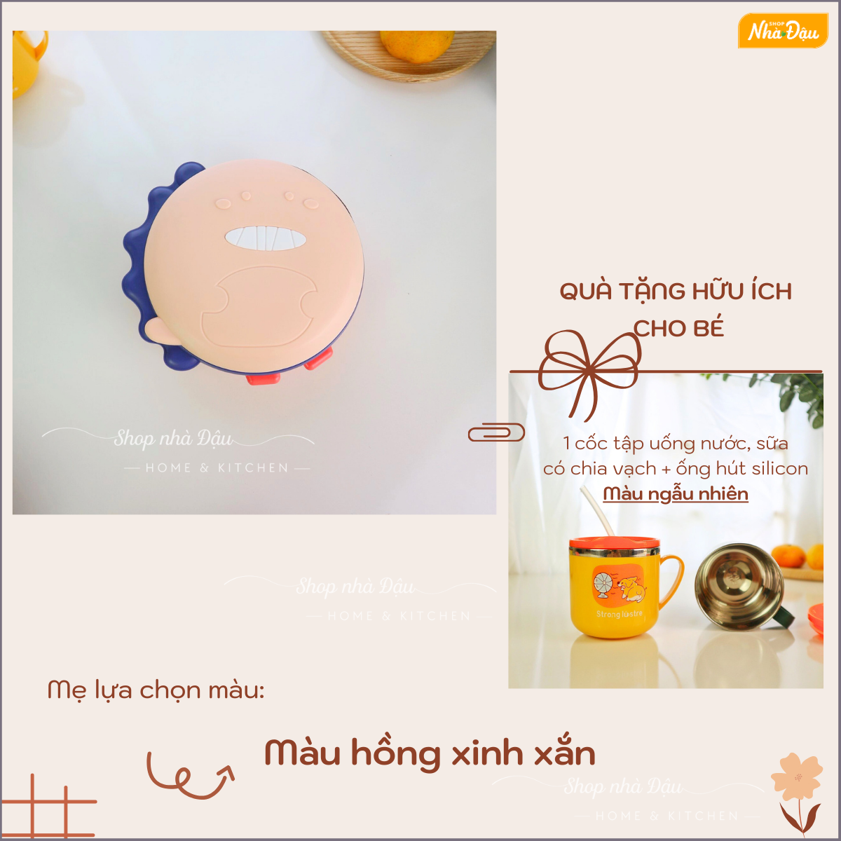 Khay ăn dặm inox cho bé cute cao cấp 3 ngăn giữ nhiệt, tích hợp đế chống trượt. Không chứa BPA, An toàn tuyệt đối. - Ảnh 11