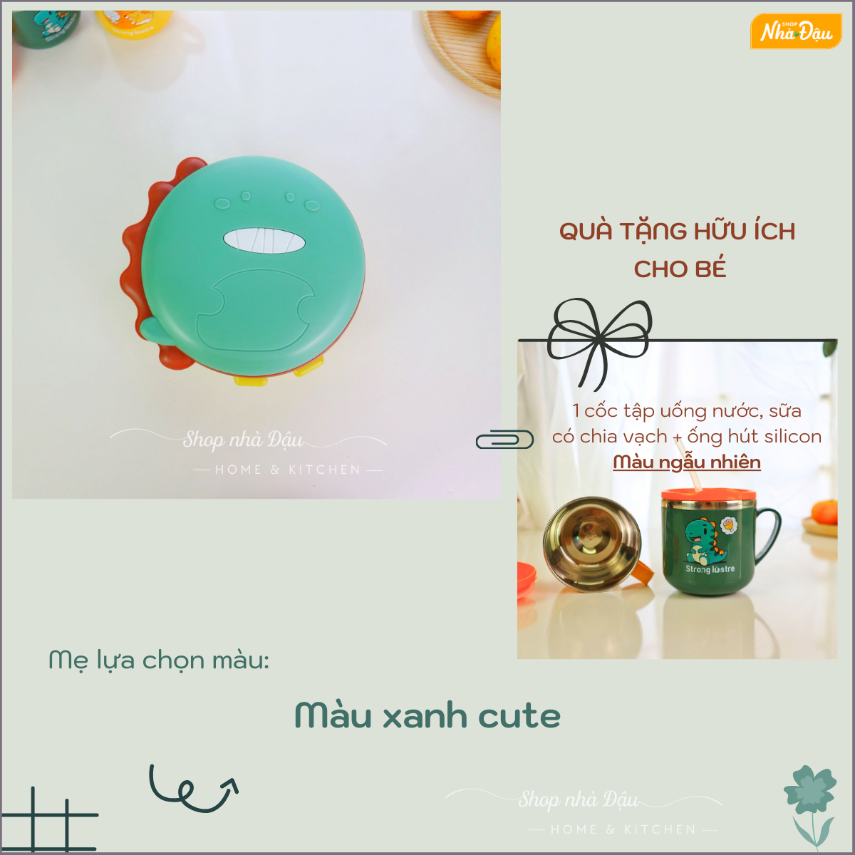 Khay ăn dặm inox cho bé cute cao cấp 3 ngăn giữ nhiệt, tích hợp đế chống trượt. Không chứa BPA, An toàn tuyệt đối. - Ảnh 10